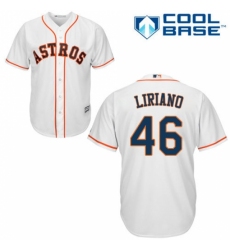 Men's Majestic Houston Astros #46 Francisco Liriano Replica White Home Cool Base MLB Jersey