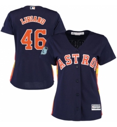 Women's Majestic Houston Astros #46 Francisco Liriano Replica Navy Blue Alternate Cool Base MLB Jersey