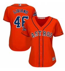 Women's Majestic Houston Astros #46 Francisco Liriano Replica Orange Alternate 2017 World Series Champions Cool Base MLB Jersey
