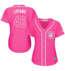 Women's Majestic Houston Astros #46 Francisco Liriano Replica Pink Fashion Cool Base MLB Jersey