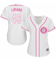 Women's Majestic Houston Astros #46 Francisco Liriano Replica White Fashion Cool Base MLB Jersey