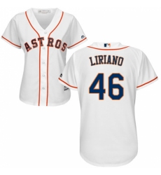 Women's Majestic Houston Astros #46 Francisco Liriano Replica White Home Cool Base MLB Jersey