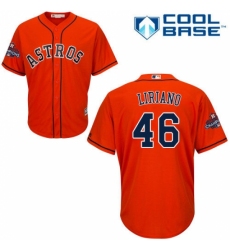 Youth Majestic Houston Astros #46 Francisco Liriano Replica Orange Alternate 2017 World Series Champions Cool Base MLB Jersey