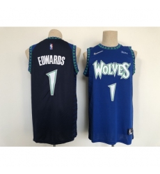 Men's Minnesota Timberwolves #1 Anthony Edwards Nike Blue City Player Jersey