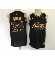 Men's Los Angeles Lakers #24 Kobe Bryant Black Gold Swingman Basketball Jersey