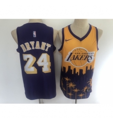 Men's Los Angeles Lakers #24 Kobe Bryant Purple Salute To Service Stitched Basketbal Jersey