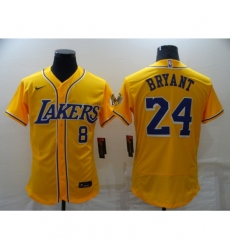 Men's Los Angeles Lakers #24 Kobe Bryant Yellow Elite Jersey