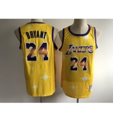 Men's Los Angeles Lakers #24 Kobe Bryant Yellow Hwc Starry Jersey