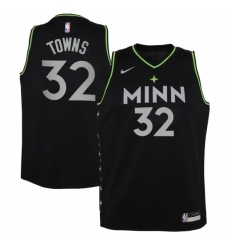 Youth Minnesota Timberwolves #32 Karl-Anthony Towns Nike Black 2020-21 Swingman Jersey