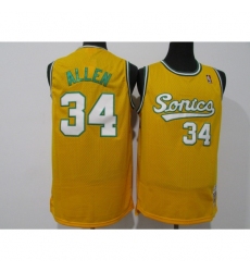 Men's Seattle Supersonics #34 Ray Allen Soul Swingman Yellow Jersey