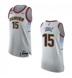 Men's Denver Nuggets #15 Nikola Jokic Nike Silver 2022-23 Authentic Jersey - City Edition