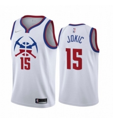 Men's Denver Nuggets #15 Nikola Jokic White NBA Swingman 2020-21 Earned Edition Jersey