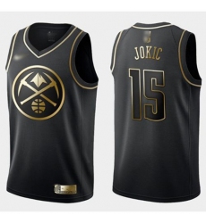 Men's Nike Denver Nuggets #15 Nikola Jokic Black-Gold NBA Swingman Limited Edition Jersey