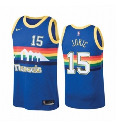 Men's Nike Denver Nuggets #15 Nikola Jokic Hardwood Classic Blue NBA Jersey