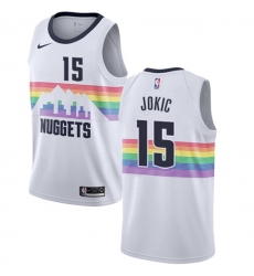 Men's Nike Denver Nuggets #15 Nikola Jokic White NBA Swingman City Edition 2018-19 Jersey