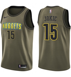 Youth Nike Denver Nuggets #15 Nikola Jokic Green Salute to Service NBA Swingman Jersey