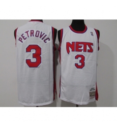 Men's Brooklyn Nets #3 Drazen Petrovic Swingman White Basketball Jersey