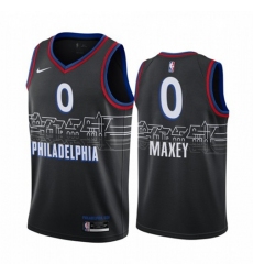 Men's Nike Philadelphia 76ers #0 Tyrese Maxey Black NBA Swingman 2020-21 City Edition Jersey
