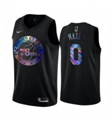 Men's Nike Philadelphia 76ers #0 Tyrese Maxey Iridescent Holographic Collection NBA Jersey - Black