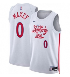 Men's Philadelphia 76ers #0 Tyrese Maxey Nike White 2022-23 Swingman Jersey - City Edition