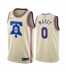 Women's Philadelphia 76ers #0 Tyrese Maxey Cream NBA Swingman 2020-21 Earned Edition Jersey