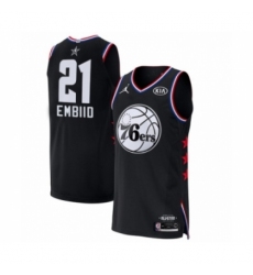 Men's Jordan Philadelphia 76ers #21 Joel Embiid Authentic Black 2019 All-Star Game Basketball Jersey