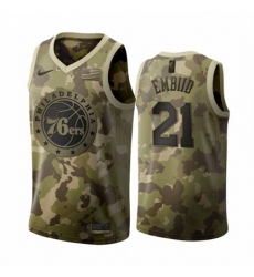 Men's Nike Philadelphia 76ers #21 Joel Embiid 2019 Salute to Service Desert Camo NBA Jersey