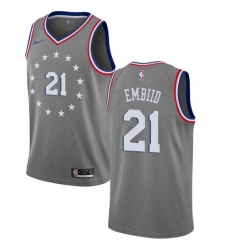 Men's Nike Philadelphia 76ers #21 Joel Embiid Gray NBA Swingman City Edition 2018-19 Jersey