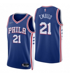 Men's Nike Philadelphia 76ers #21 Joel Embiid Royal 2021-22 NBA 75th Anniversary Diamond Swingman Jersey - Icon Edition