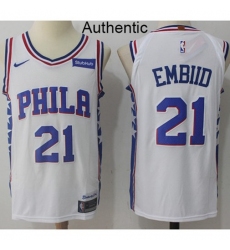 Men's Nike Philadelphia 76ers #21 Joel Embiid White NBA Authentic Association Edition Jersey