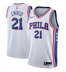 Men's Nike Philadelphia 76ers #21 Joel Embiid White NBA Swingman Association Edition Jersey