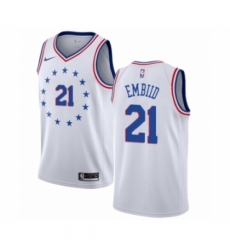 Men's Nike Philadelphia 76ers #21 Joel Embiid White Swingman Jersey - Earned Edition