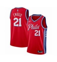 Men's Philadelphia 76ers #21 Joel Embiid Authentic Red Finished Basketball Jersey - Statement Edition