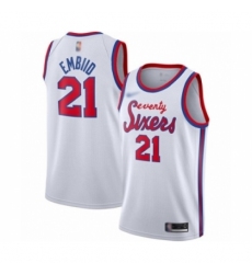 Men's Philadelphia 76ers #21 Joel Embiid Authentic White Hardwood Classics Basketball Jersey