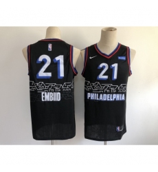Men's Philadelphia 76ers #21 Joel Embiid Nike Black 2020-21 Swingman Jersey