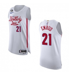 Men's Philadelphia 76ers #21 Joel Embiid Nike White 2022-23 Authentic Jersey - City Edition