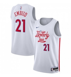 Men's Philadelphia 76ers #21 Joel Embiid Nike White 2022-23 Swingman Jersey - City Edition