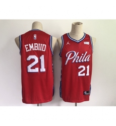 Men's Philadelphia 76ers #21 Joel Embiid Red Basketball Swingman Jersey