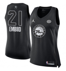 Women's Nike Philadelphia 76ers #21 Joel Embiid Black NBA Jordan Swingman 2018 All-Star Game Jersey