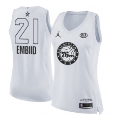 Women's Nike Philadelphia 76ers #21 Joel Embiid White NBA Jordan Swingman 2018 All-Star Game Jersey