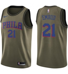 Youth Nike Philadelphia 76ers #21 Joel Embiid Green Salute to Service NBA Swingman Jersey