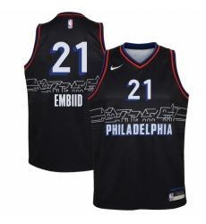 Youth Philadelphia 76ers #21 Joel Embiid Nike Black 2020-21 Swingman Jersey