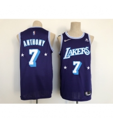 Men's Los Angeles Lakers 2021-22 City Ediition #7 Carmelo Anthony Purple Stitched Basketball Jersey