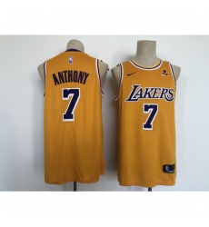 Men's Los Angeles Lakers #7 Carmelo Anthony Yellow Stitched Basketball Jersey