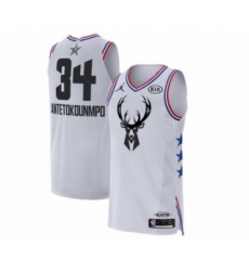 Men's Jordan Milwaukee Bucks #34 Giannis Antetokounmpo Authentic White 2019 All-Star Game Basketball Jersey