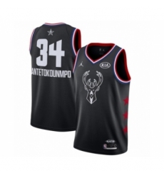 Men's Jordan Milwaukee Bucks #34 Giannis Antetokounmpo Swingman Black 2019 All-Star Game Basketball Jersey