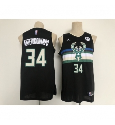 Men's Milwaukee Bucks #34 Giannis Antetokounmpo Hunter Black Authentic Jersey