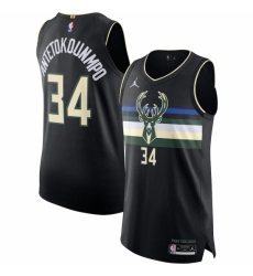 Men's Milwaukee Bucks #34 Giannis Antetokounmpo Jordan Brand Black 2020-21 Authentic Swingman Jersey