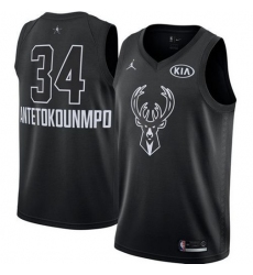 Men's Nike Milwaukee Bucks #34 Giannis Antetokounmpo Black NBA Jordan Swingman 2018 All-Star Game Jersey