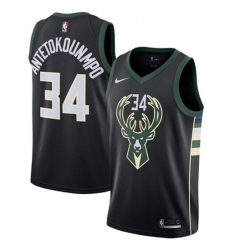 Men's Nike Milwaukee Bucks #34 Giannis Antetokounmpo Black NBA Swingman Statement Edition Jersey